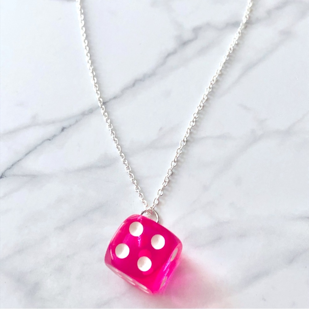 New Lucky Dice Necklace Various Colours Lucky Charm Casino Lover Gift Game Night